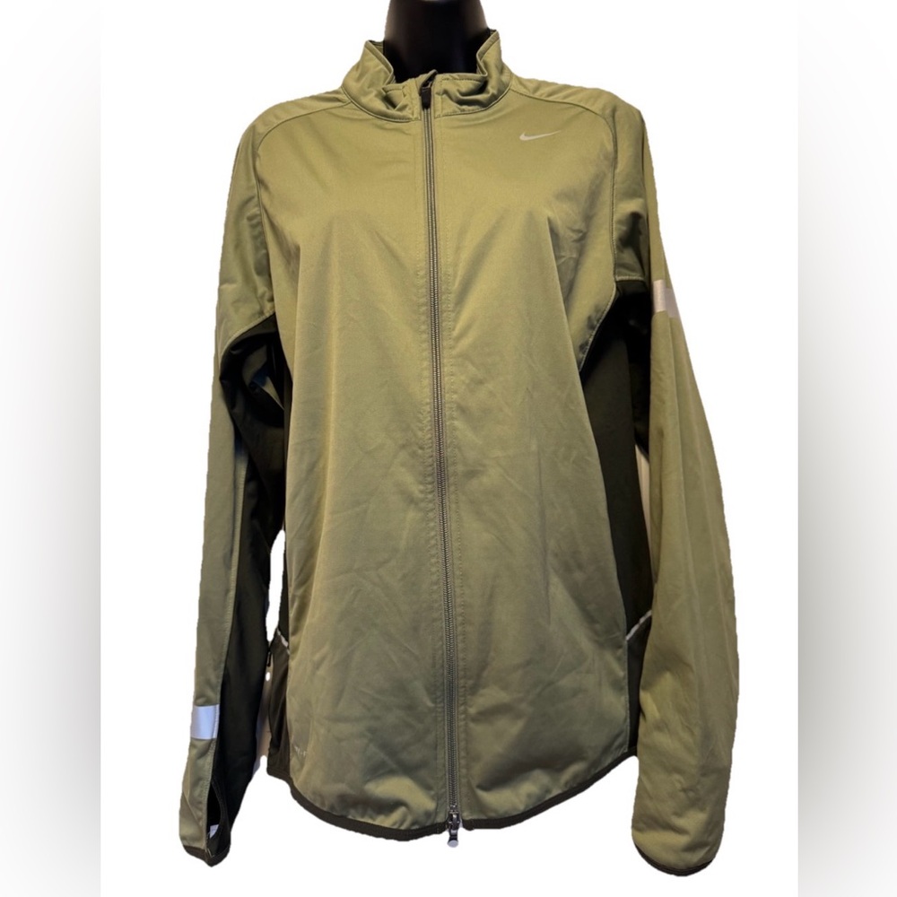 Nike Dry Fit Windbreaker Performance Zipper Up Jacket Men’s S Green Olive Long